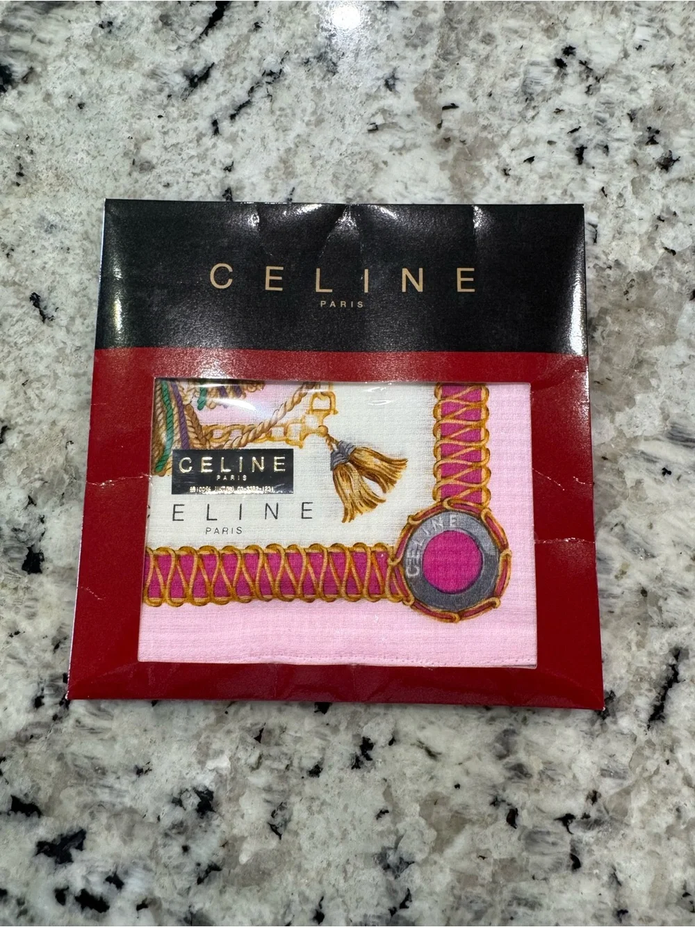 NWT CELINE Vintage Pink Neckerchief Scarf